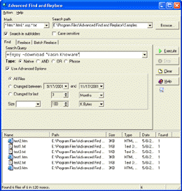 Screenshot of Advanced Find and Replace