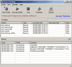 Screenshot of Abacre Backup 1.0